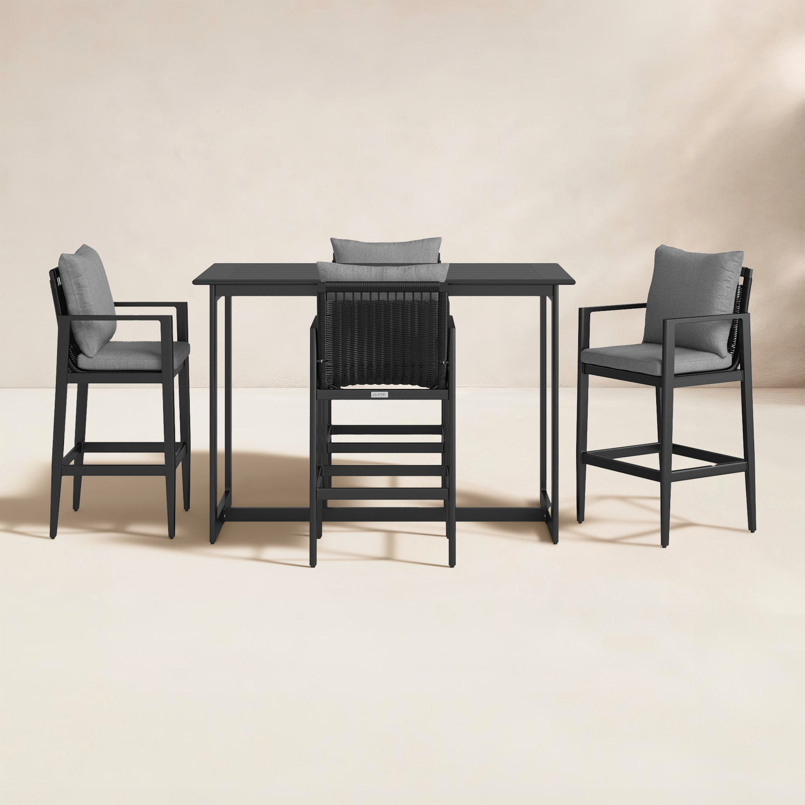 Trosclair 32'' Rectangular 4-Person Outdoor Dining Set with Cushions