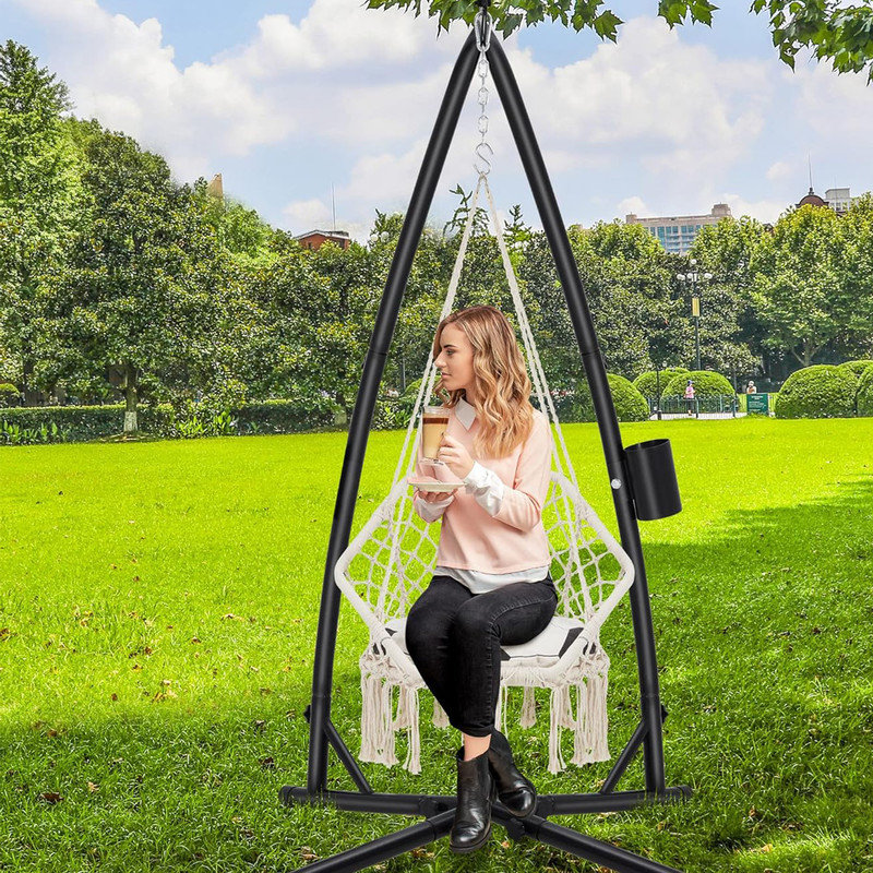 Heavy Duty Black Steel Indoor/Outdoor Hammock Chair Stand