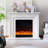 Beige Solid Wood Electric Fireplace