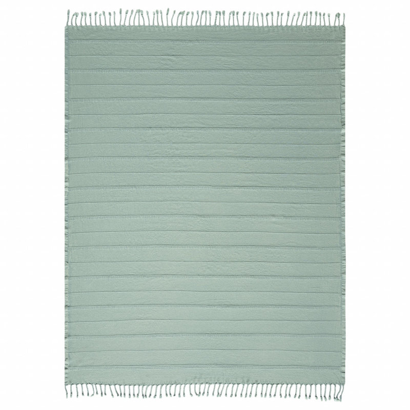 Jeté rayé en coton tissé, Vert