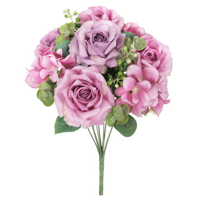 Bouquet de tiges de fleurs d'hortensia artificielles mélangées