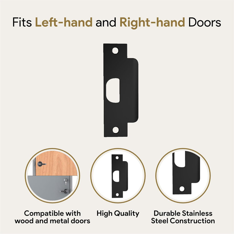 Mega Handles Standard Asa Strike Plate | Durable Stainless Steel Strike Plate for Interior & Exterior Doors | Enhanced Security & Easy Installation