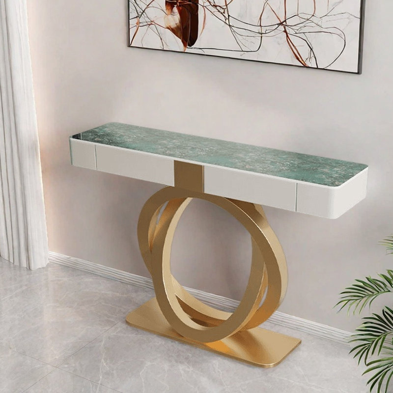 Console Nordic Light Luxury, H 36,2 po x l 39,4 po x P 13,8 po , Vert, Doré