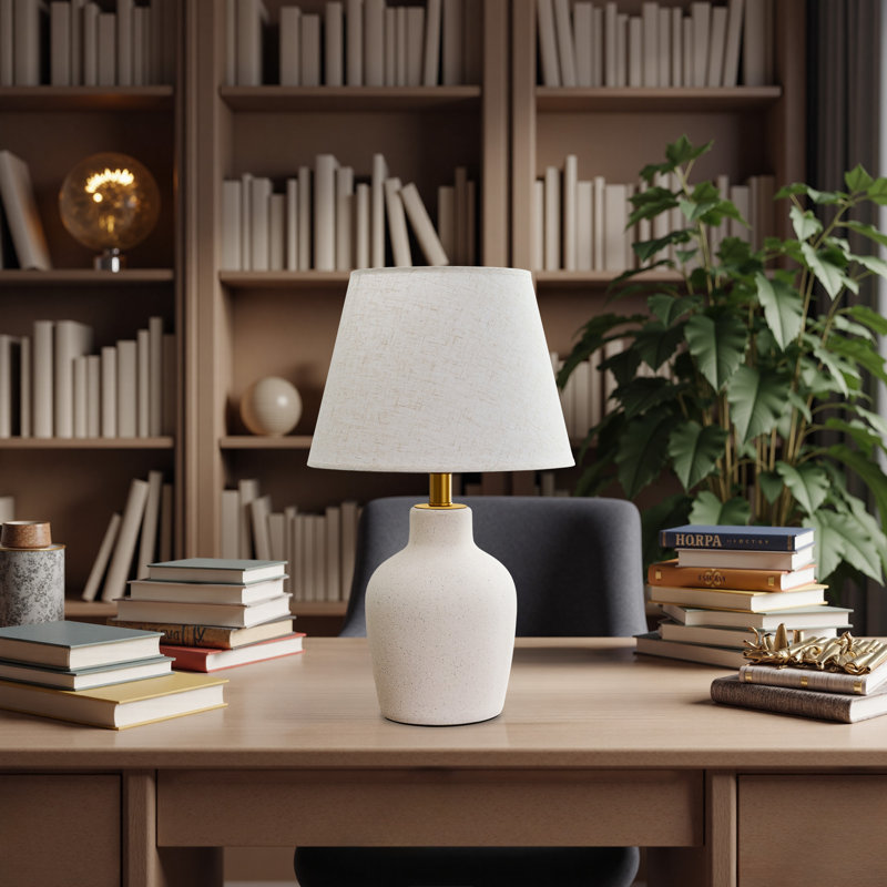 Birdsboro 19.4” Ceramic Table Lamp with Linen Shade, White
