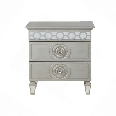 Glamourous 1Pc Nightstand 2X Dovetail Drawers Faux Alligator Embossed Fronts Bedroom Furniture