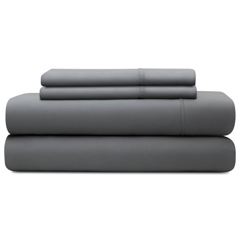 Satin Sheet Set, Slate, Split Queen Sheet Set + Fitted Sheet + 2Pillowcase