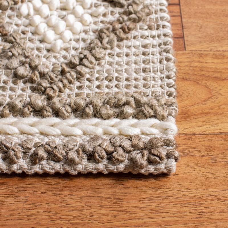 Tommy Natural Fiber Flat Weave Jute/Wool/Cotton Geometric Rug in Taupe/Ivory, Rectangle 6' x 9'