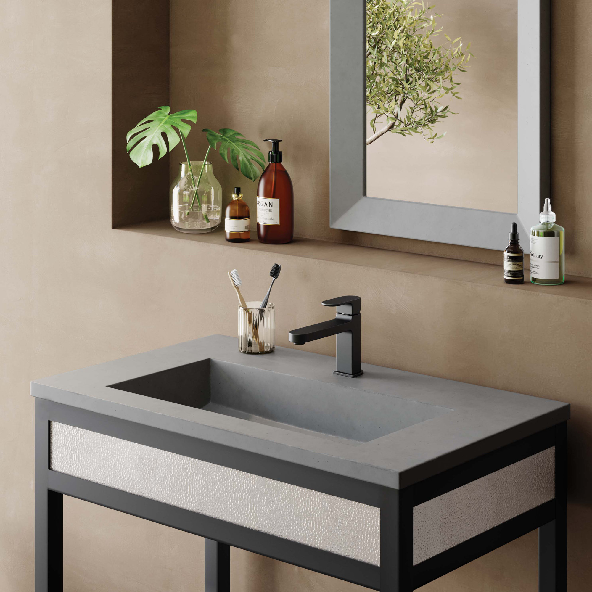 Capistrano 36.5" Concrete Bathroom Vanity Top with Sink, Single, Ash