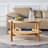 Modern Circular Solid Wood Tea Table With Rattan, Double-layer Round Side Table.