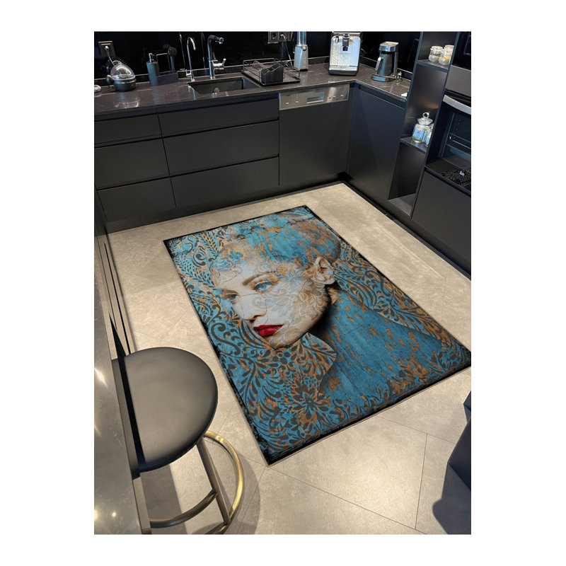 Tapis bleu lavable bleu, Sous-tapis rectangulaire 3 pi 11 po x 5 pi 11 po i