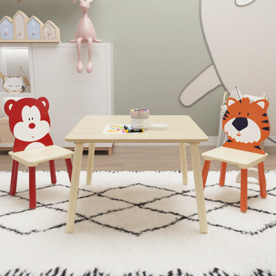 Kids Table And 2 Chairs Set, 3 Pieces Toddler Table And Chair Set, Wooden Activity Play Table Set -  BOMO, JJ-MX-24032325