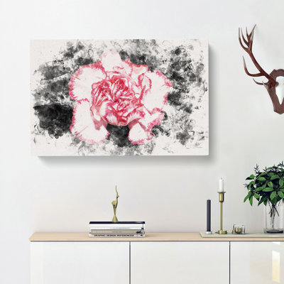 Pink Carnation Flower Watercolour - Wrapped Canvas Print