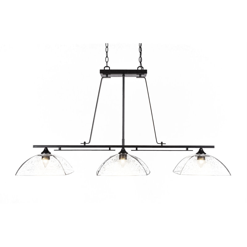 Uptowne 3 Light Bar Shown In Dark Granite Finish With 13.75" Clear Bubble Glass, Dark Granite
