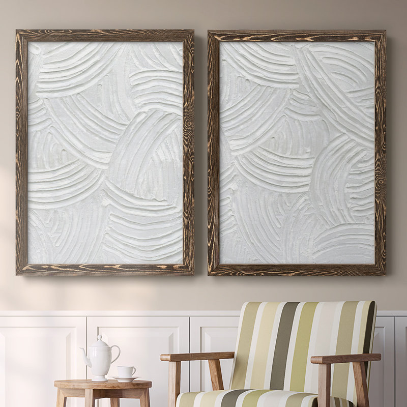 Sandstone Grooves I-Premium, toile tendue avec cadre - prête à être accrochée, H 31,5 po x l 88 po x P 1,5 po, Noyer
