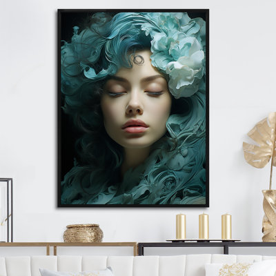 Cyan Smoke Woman Portrait I, reproduction d'art sur toile