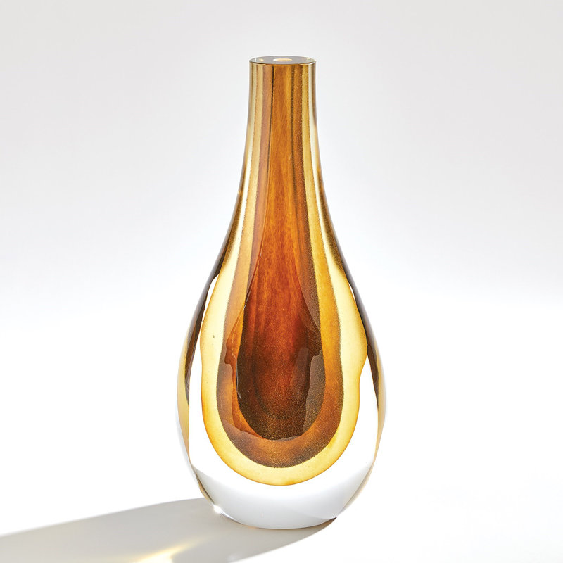 Gradient Handmade Glass Table Vase, 15.5" H x 7.25" W x 5" D