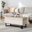 Le repose-pieds en velours comporte une base en bois au fini brun foncé, H 16,9 po x l 34,9 po x P 17,5 po-1699397833
