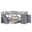 Lit superposé en L avec 3 tiroirs, bureau portable et garde-robe-397175417