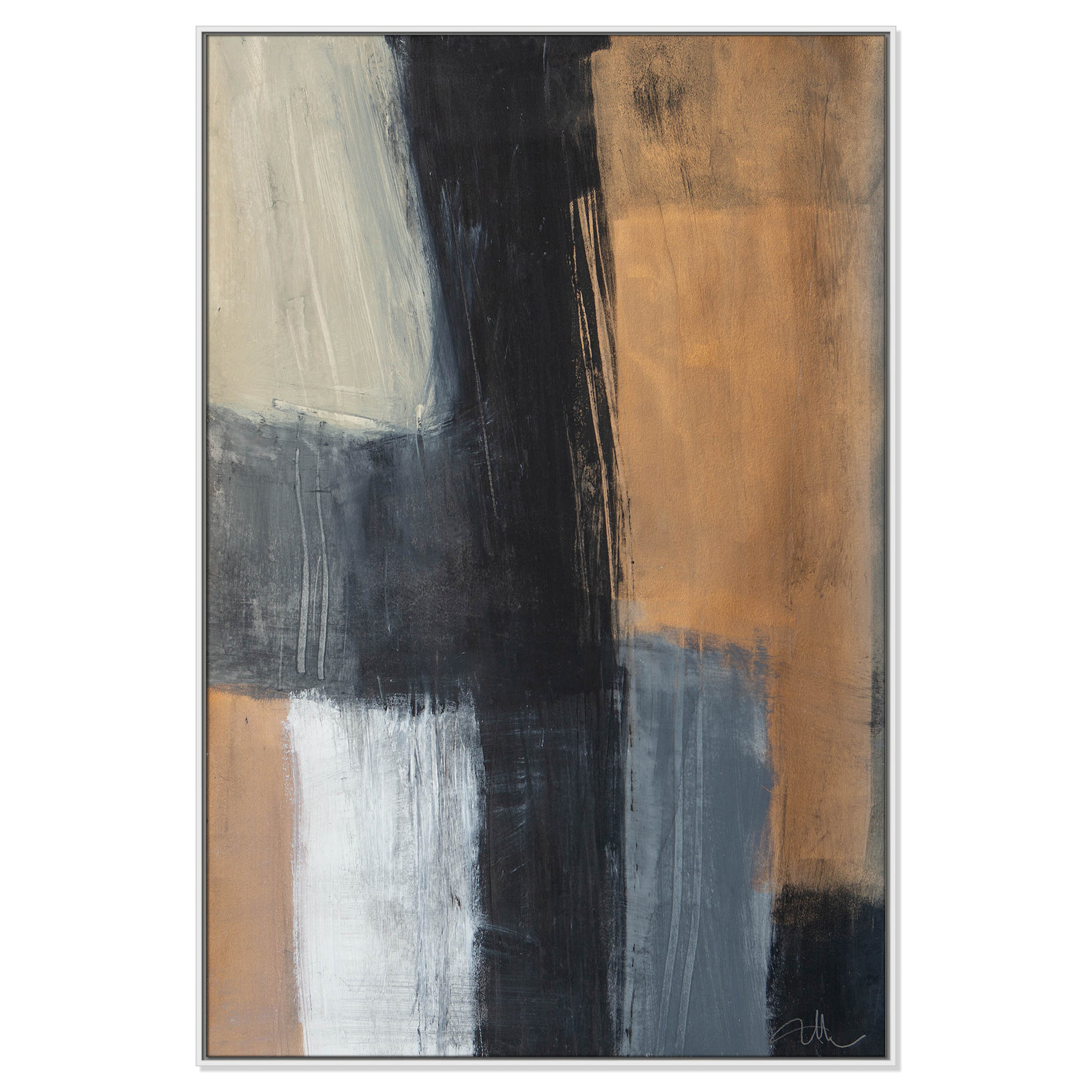 Calderon "Metallic Slate II" Print, 61.5" H x 41.5" W x 2" D, White Floater Framed, No Mat