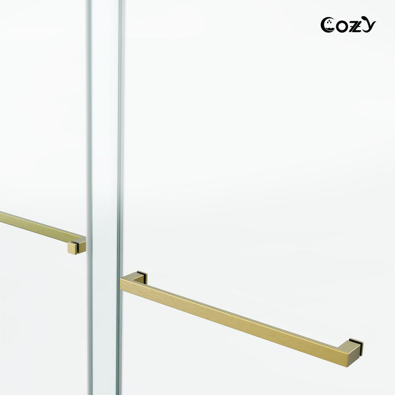 68-73" W X 60" H Frameless Double Sliding Tub Door with 3/8" (10mm) Clear Tempered Glass, Shatter-Resistant Film & Installation Hole Locator