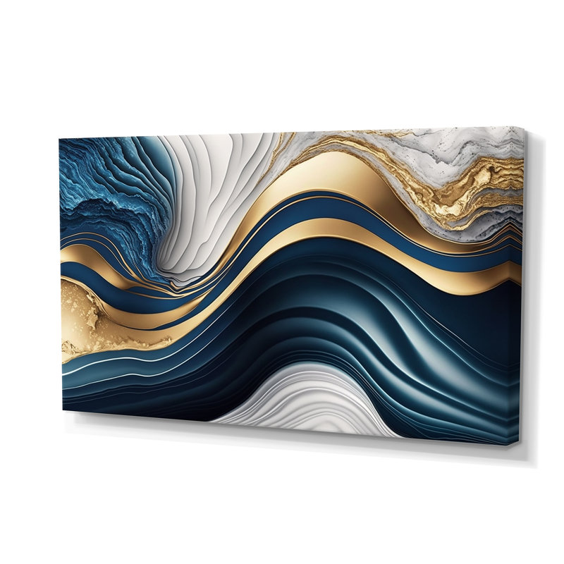 Abstract Geode Waves Blue I - Abstract Wall Art