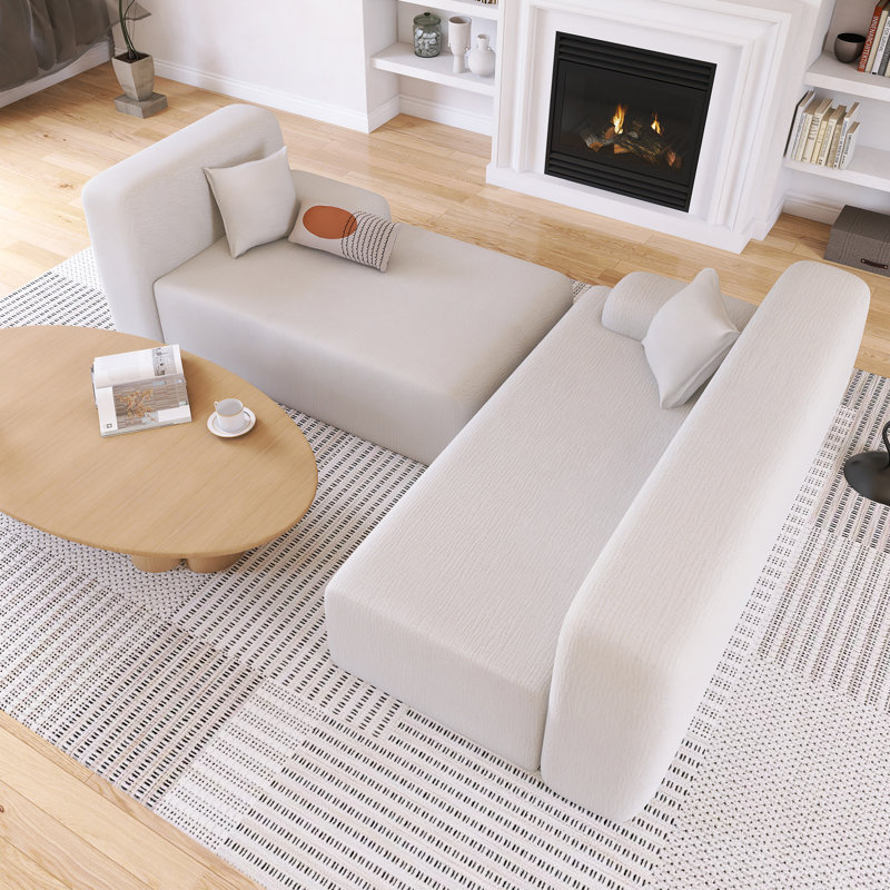 Grand canapé modulaire moderne en L pour salon, Beige
