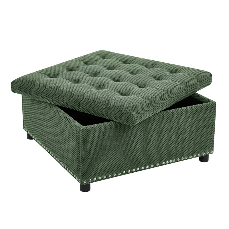 Repose-pieds de rangement, décor de maison de campagne capitonnée en tissu de bois pour le salon
