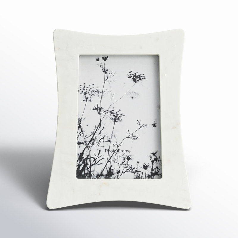 Ashe Neutral Modern Marble Curved Photo Frame, 5" x 7"