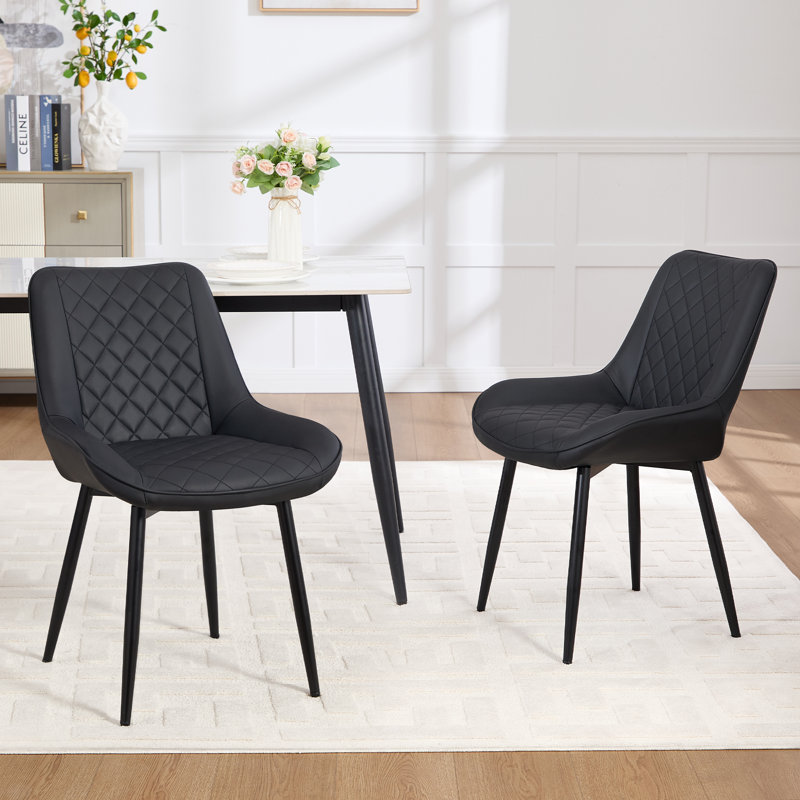Chaise rembourrée en similicuir, Noir