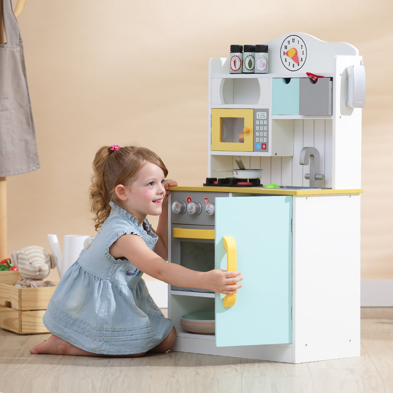 Teamson Kids Little Chef Florence Classic Interactive Wooden Play Kitchen with Accessories and Storage Space