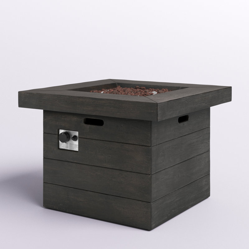Rosia Square Concrete Propane Smokeless Fire Pit Table with Hidden Fuel Tank, Brown