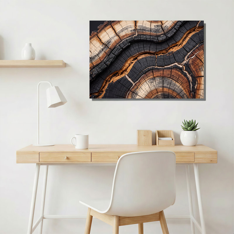 Art mural sur toile Charred Tree Rings, 20"H x 30"W