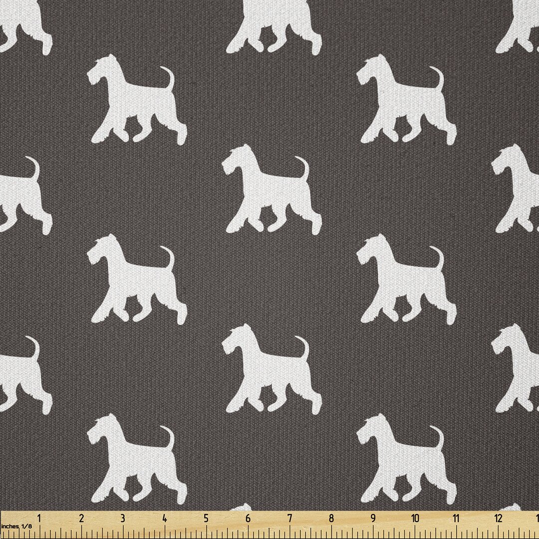 Stoff als Meterware, Silhouette Schnauzer, Scottie Dog, Taupe und Weiß