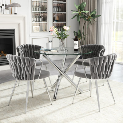 Elegant Round Glass Dining Table Set