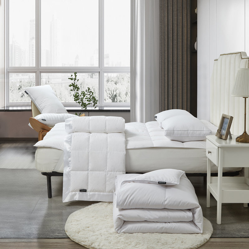Twin White Cotton Down Reversible Bedspread