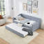 Lit de jour simple, lit de jour convertible rembourré avec dossier capitonné, canapé-lit polyvalent 3 en 1 avec lit gigogne escamotable et rangement latéral, parfait pour une vie compacte-1446602382-1446602480