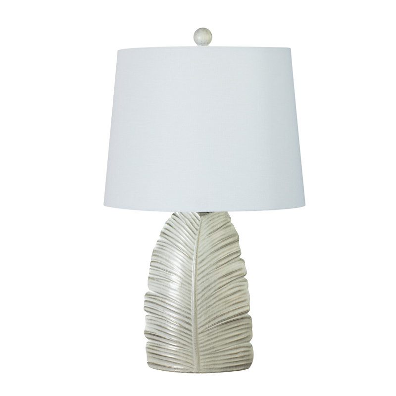 Lampe de table en résine Nunam, H 23 po x l 13 po x P 13 po, Blanc décontracté