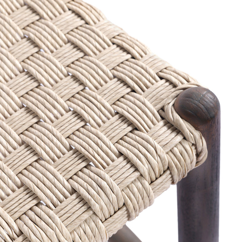 Savio Outdoor Stool-Dark Textured Woven-Counter, Beige, 25.98"