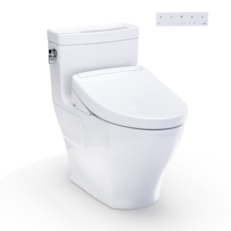 TOTO® WASHLET+® Legato One-Piece Elongated 1.28 GPF Toilet and WASHLET S5 Bidet Seat, Cotton White - MW6243446CEFG#01