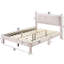 Grand lit rose contemporain avec tête de lit tapissier nervurée, structure discrète et pieds discrets pour la chambre à coucher, motif texturé, discret-990557999-990557998