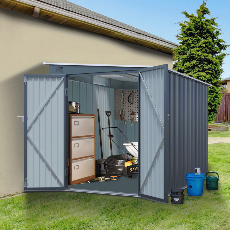 Remise de rangement extérieure en acier galvanisé de 6 pi x 8 pi avec portes doubles verrouillables