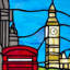 Panneau de vitrail 14,5 "H London