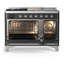Majestic III Series 48 Inch Dual Fuel Range with 5 Sealed Burners, Griddle, Frenchtop in Glossy Black (Natural Gas, Burnished Trim)-1981615040-1981615043-1981615167