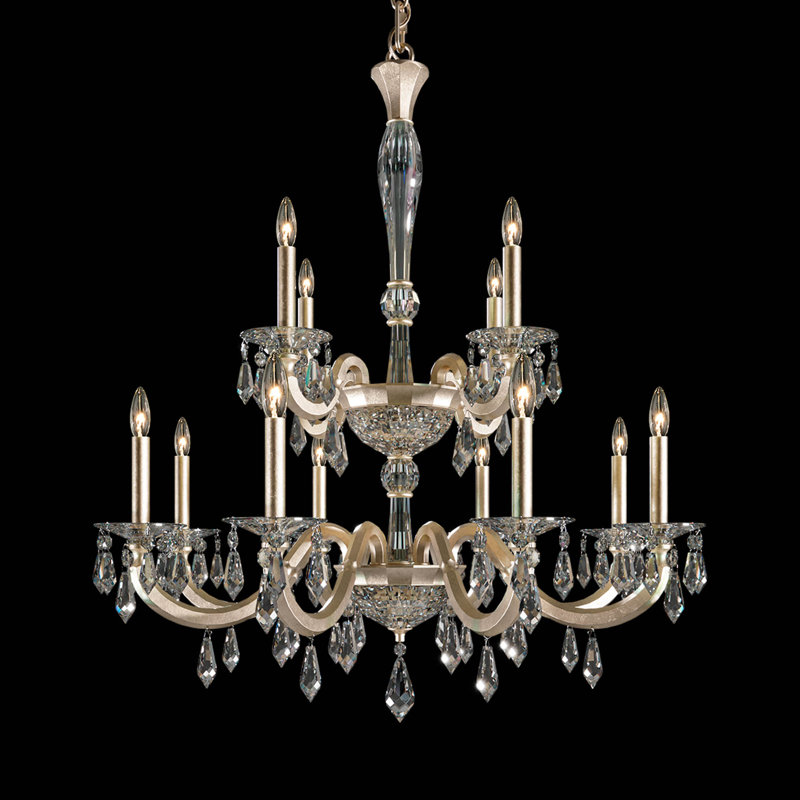 Napoli 12 - Light Chandelier, Antique Silver