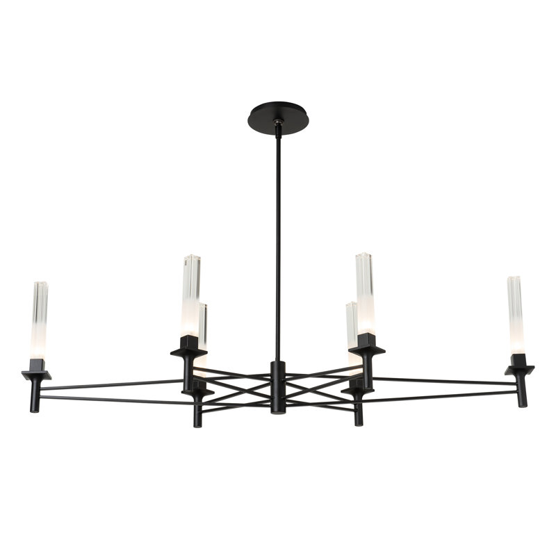 Truss 6-Arm Linear Chandelier, Black