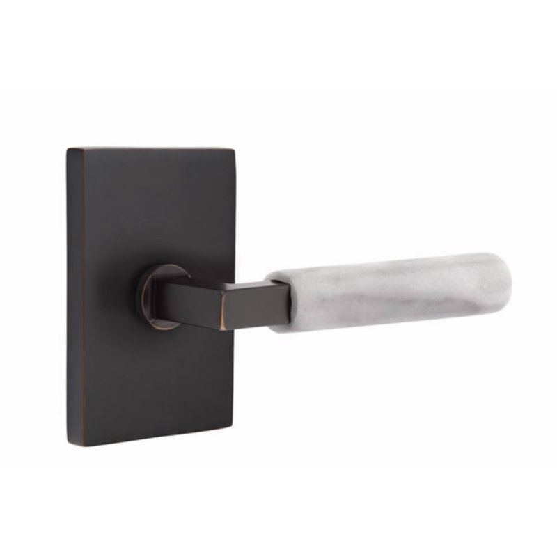 Select Single Dummy Door Lever, Oil Rubbed Bronze/White Marble
