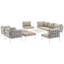 Ensemble de canapé modulaire d'extérieur en aluminium 10 pièces Modway Harmony-1304350485