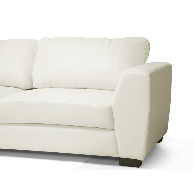 Avetik Faux Leather L-Shaped Sectional, Brown Faux Leather, Left Hand Facing