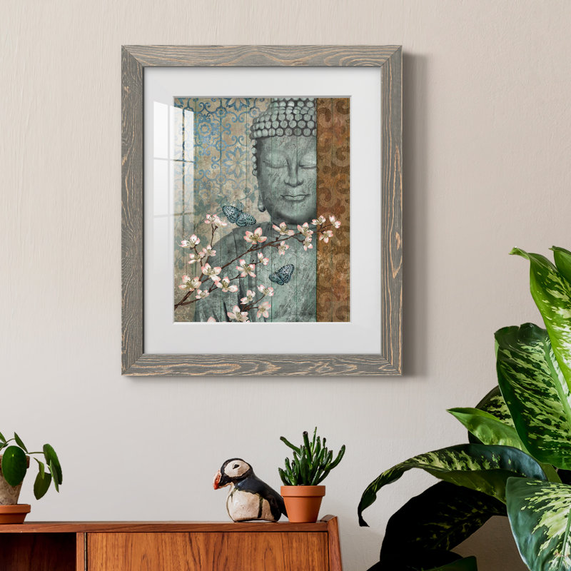 Bouddha - cadre photo, impression, Encadré gris, H 20 po x l 17 po x P 1,5 po