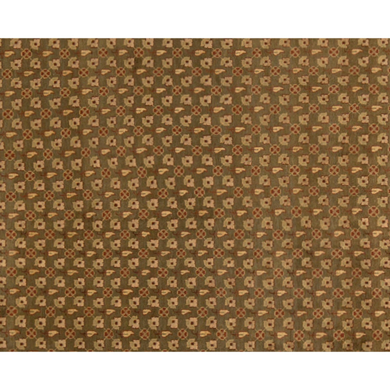 Hand Knotted Wool Area Rug in Olive Green And Gold